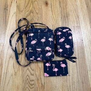 Vera Bradley Flamingo Crossbody Bag Set - Navy and Pink